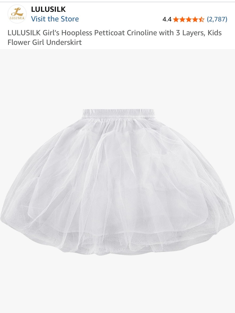 Lulu's White Tulle Girls Petticoat Underskirt
